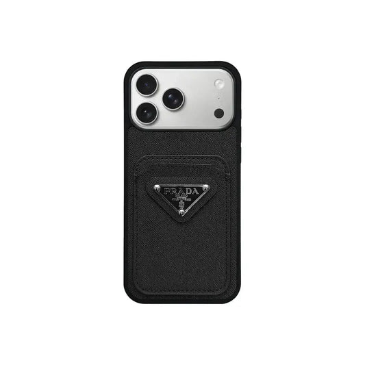 Luxury Saffiano Leather Case with Card Pocket for iPhone 12-17 Series - Elitesmark