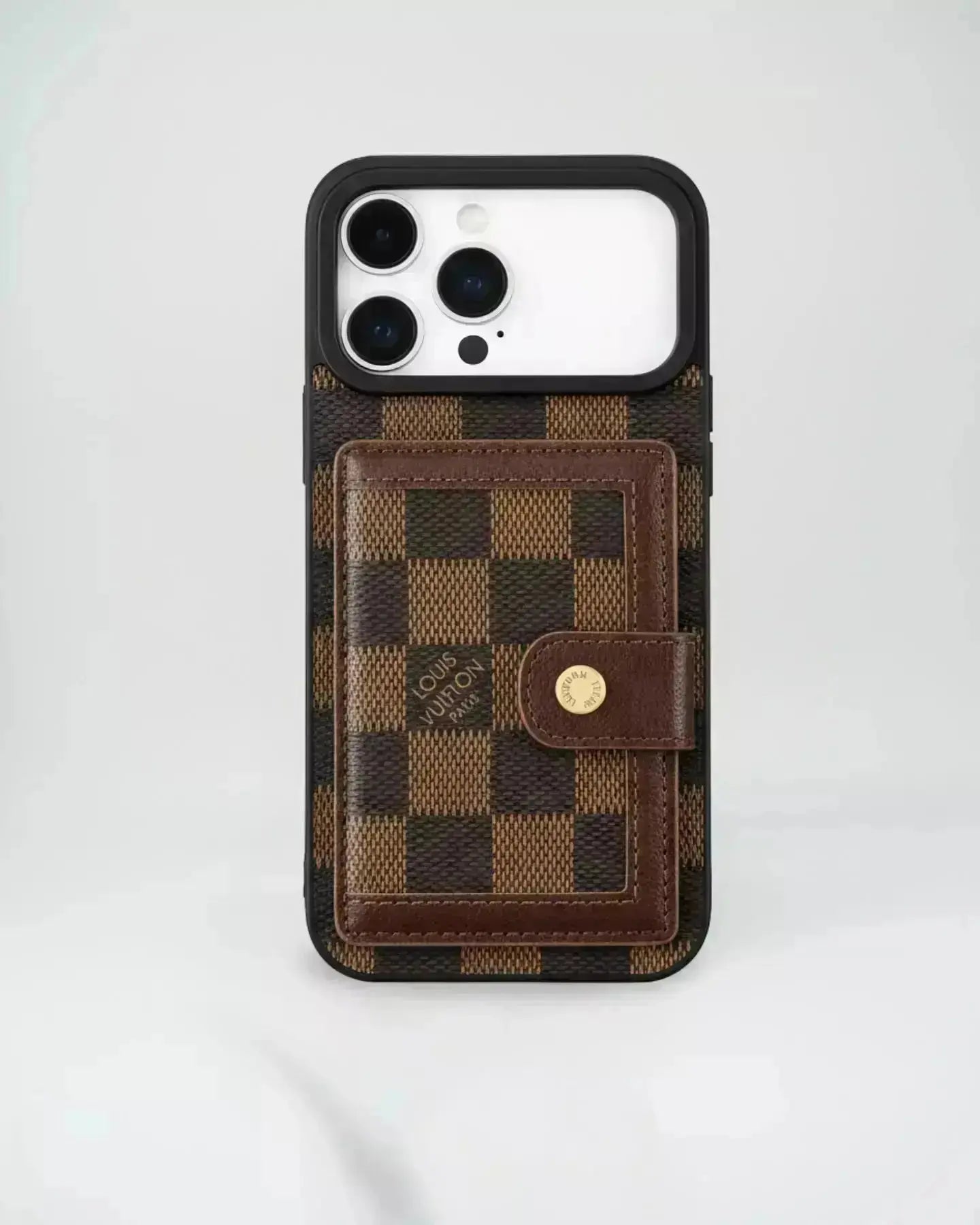 Louis Vuitton iPhone 17 Pro Max Case With Cardholder – Light Tan Card Holder, Luxury Protective Cover