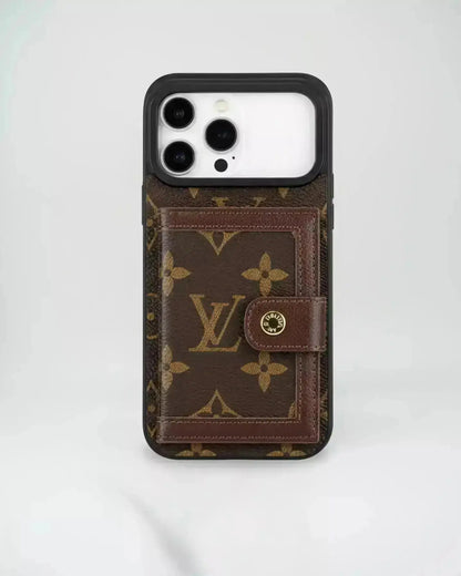 Louis Vuitton iPhone 17 Pro Max Case With Cardholder – Light Tan Card Holder, Luxury Protective Cover