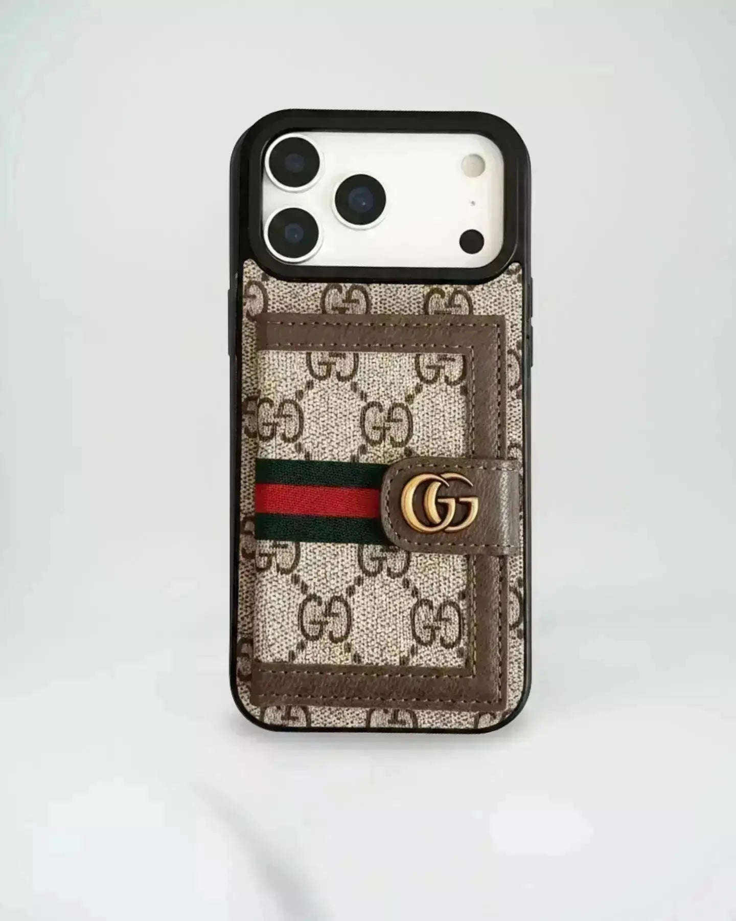 Louis Vuitton iPhone 17 Pro Max Case With Cardholder – Classic Brown Card Holder, Luxury Protective Cover