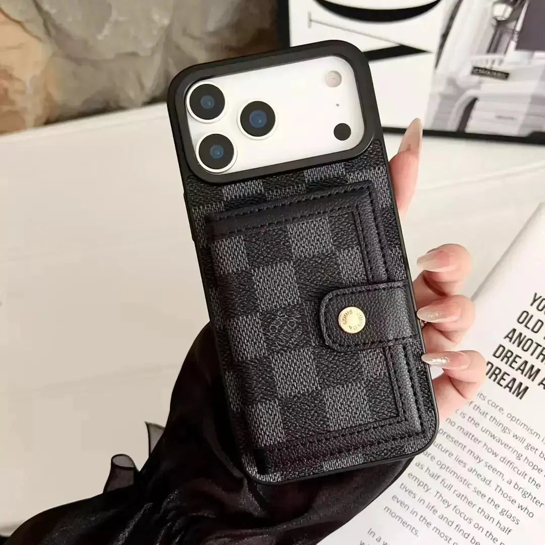 Louis Vuitton iPhone 17 Pro Max Case With Cardholder - checkered Damier Graphite canvas