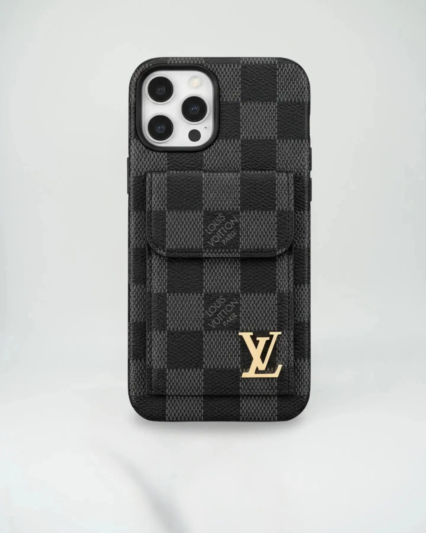 Louis Vuitton iPhone 17 Pro Max Case With CardHolder- Dark Checkered