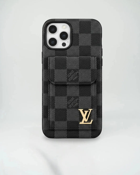Louis Vuitton iPhone 17 Pro Max Case With CardHolder- Dark Checkered