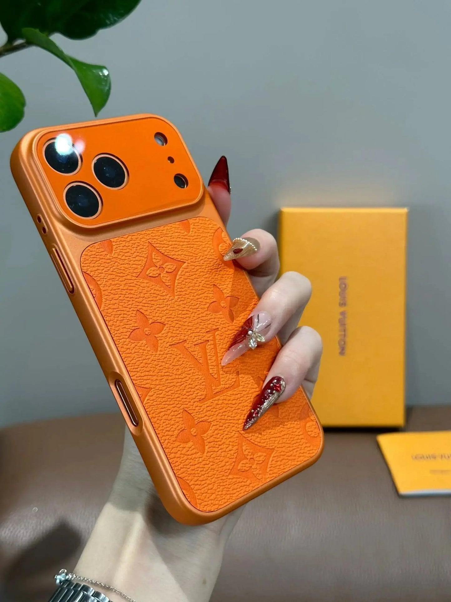Orange Louis Vuitton iPhone 17 Pro Max Case – Luxury LV Monogram Case