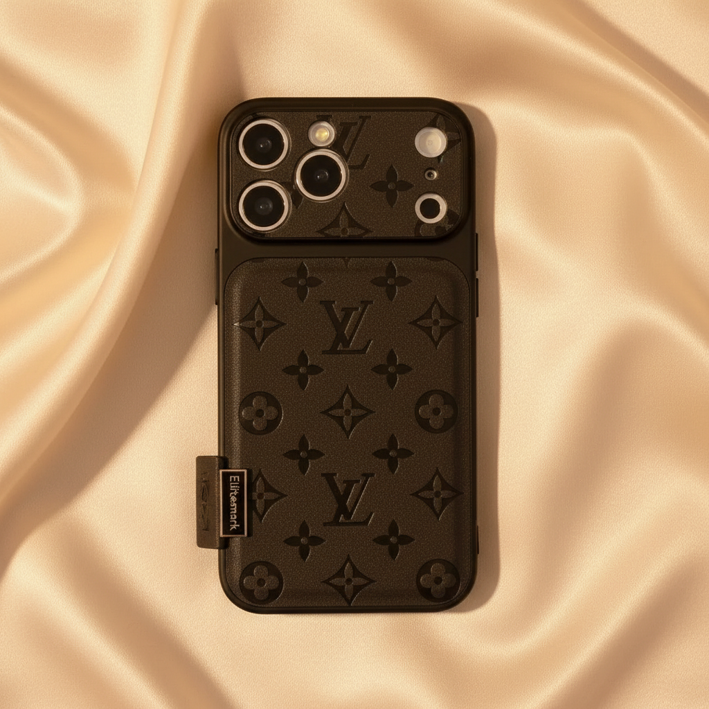 Louis Dark Signature iPhone Case – Luxury Black Monogram Designer Cover | dark monogram, LV inspired, slim TPU, premium luxury phone case | Elitesmark