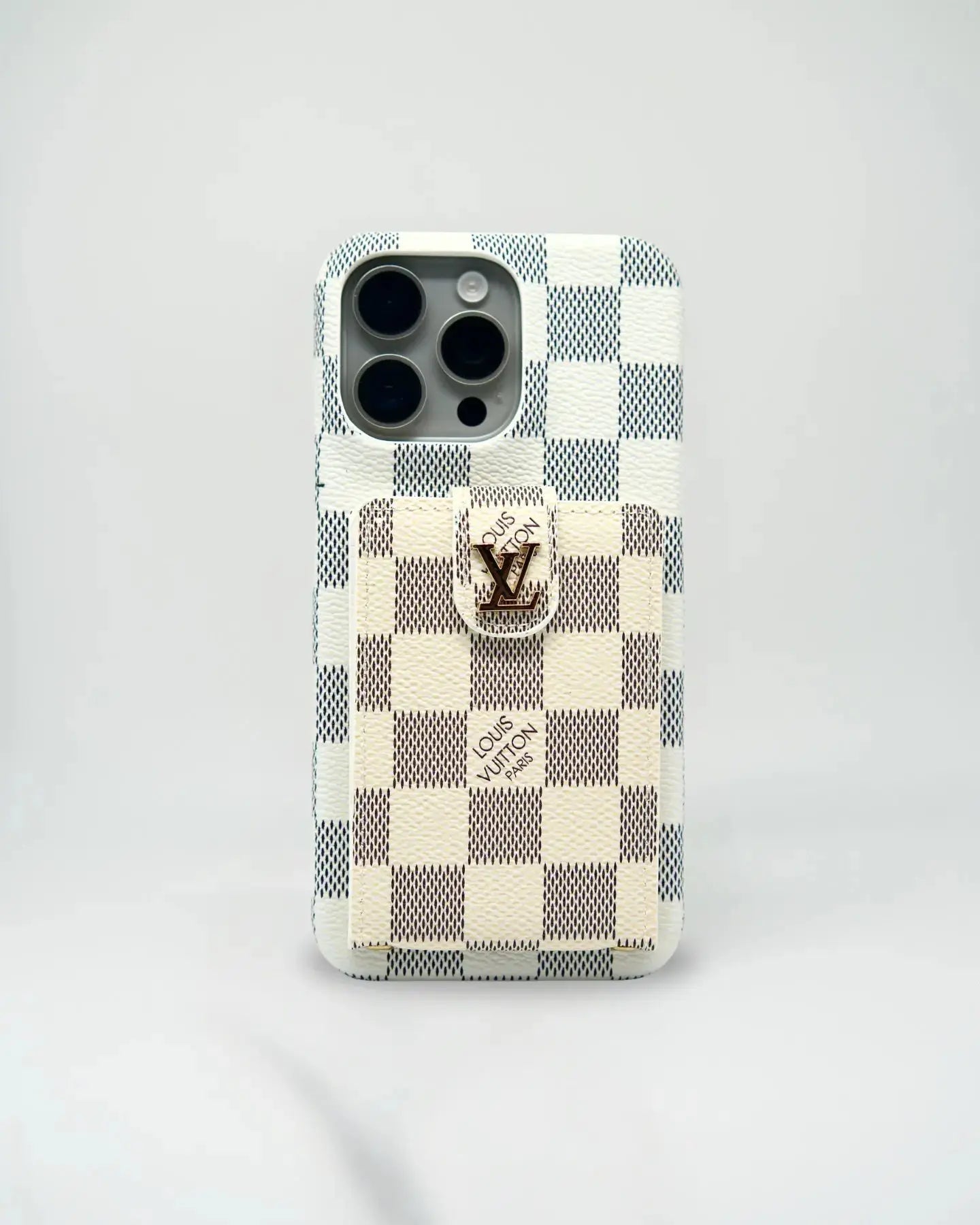 White Louis Vuitton iPhone 17 Pro Max Case Cardholder