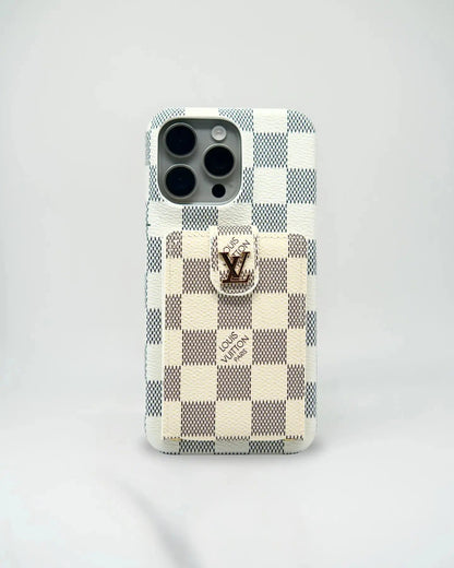White Louis Vuitton iPhone 17 Pro Max Case Cardholder