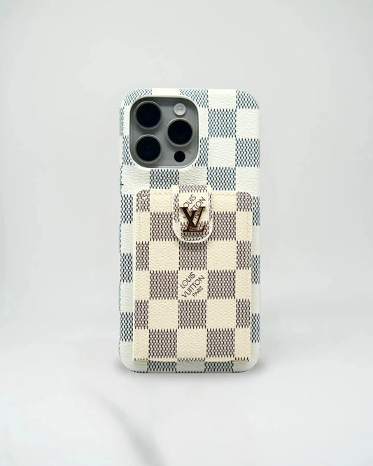 White Louis Vuitton iPhone 17 Pro Max Case Cardholder