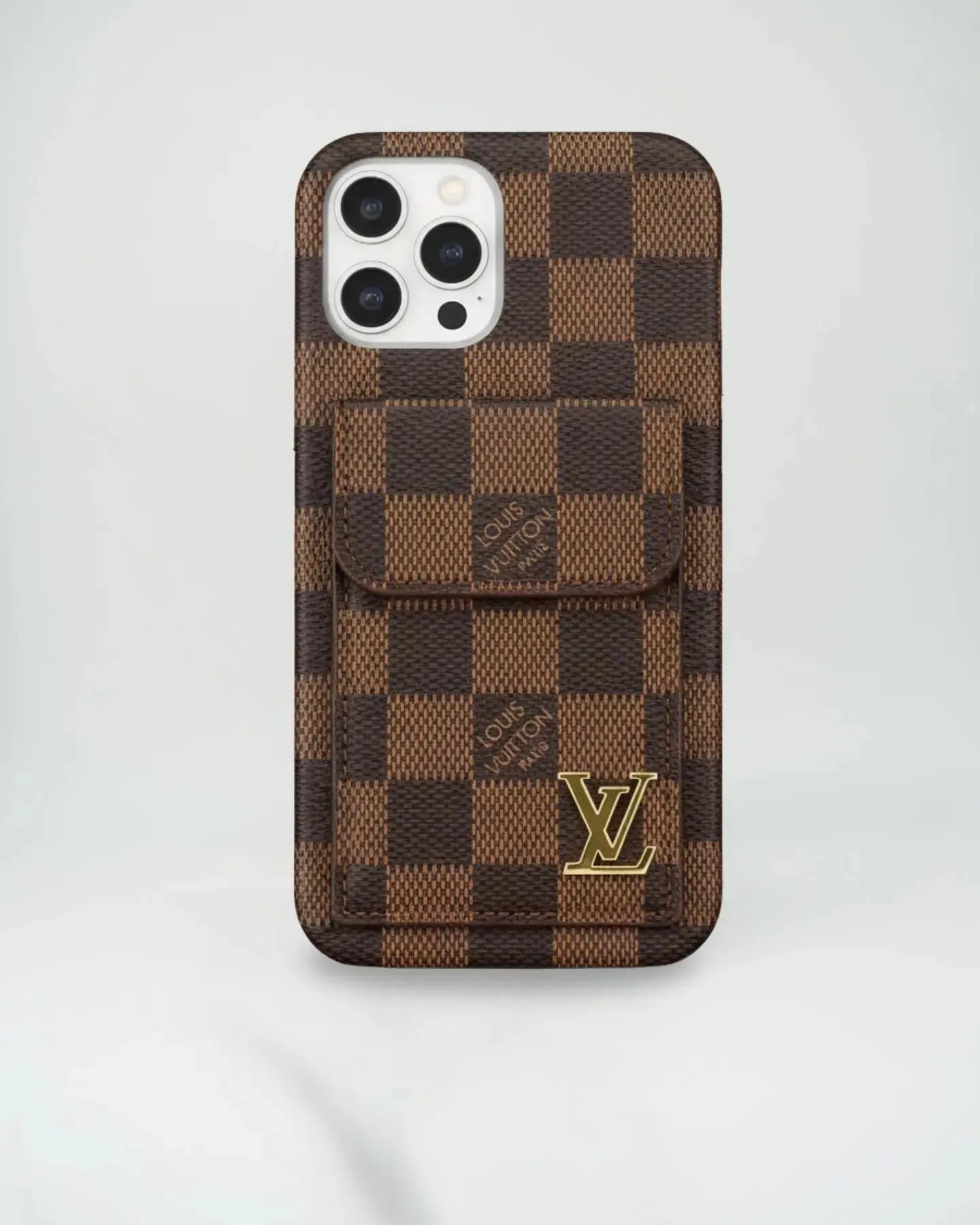 Louis Vuitton iPhone 17 Pro Max Case With CardHolder- Dark Checkered
