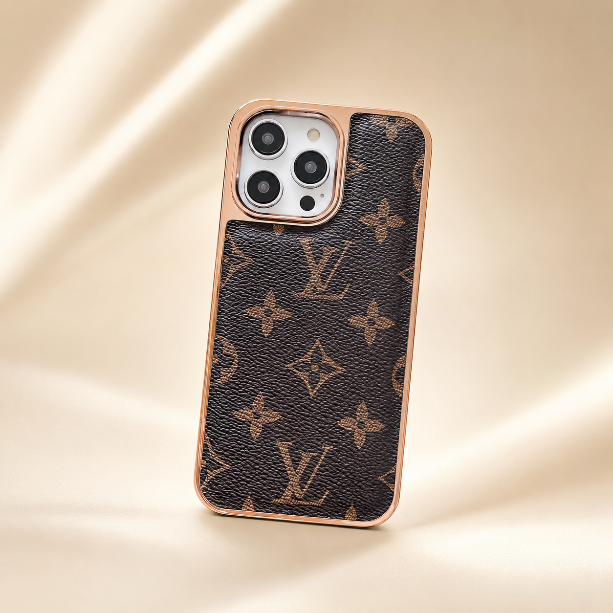 Louis Vuitton iPhone Case – LV Monogram Luxury Phone Case Luxury phone case with brand logo on a beige background