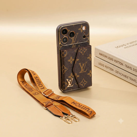 LV Louis Vuitton Monogram  iPhone case Canvas Leather Card Holder iPhone Case - Elitesmark