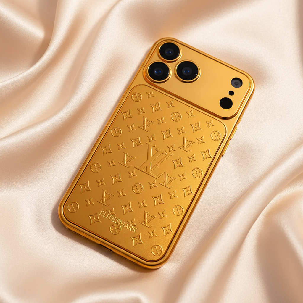 Maison Signature Edition iPhone Case – Royal Gold Luxury Designer Cover | premium gold finish, embossed motifs, collectible luxury iPhone case | Elitesmark