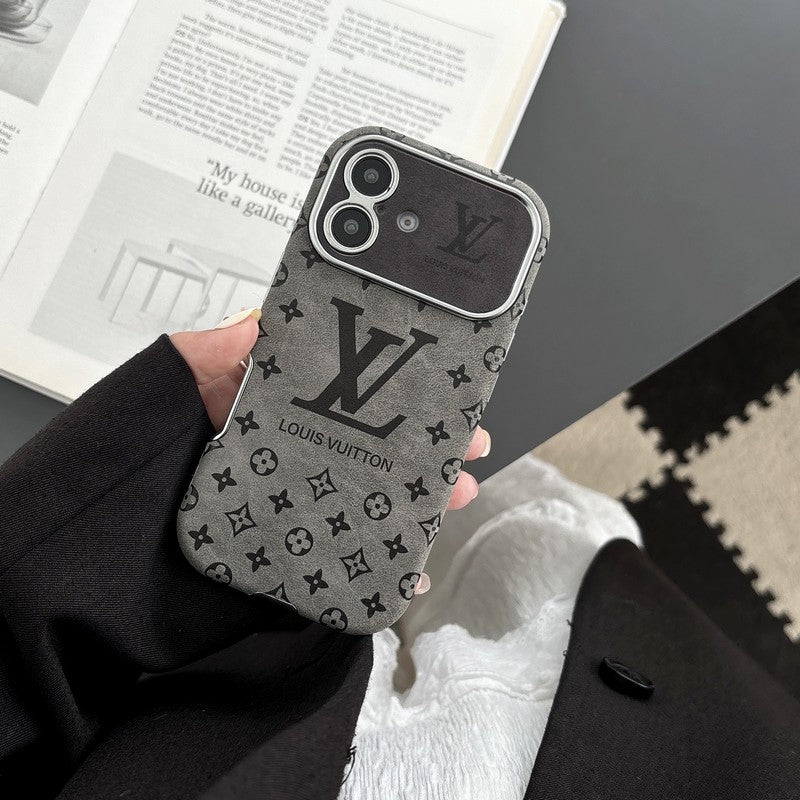 Lou Brown & Black Color Leather iPhone Case