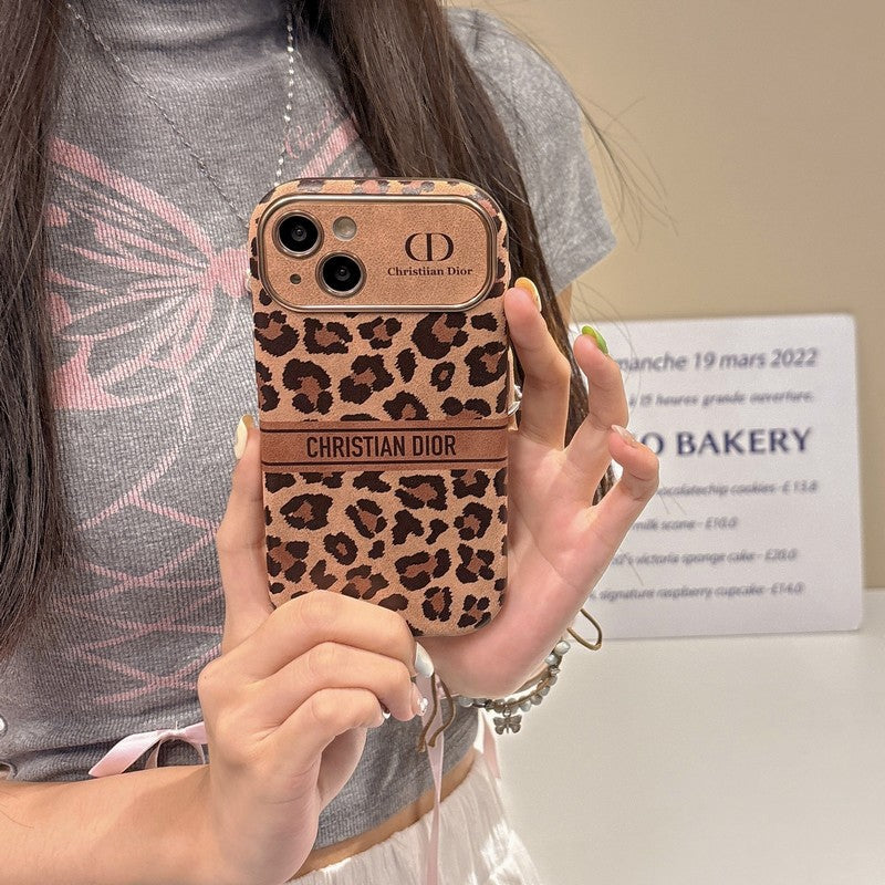 CD Brown Color Leather iPhone Case