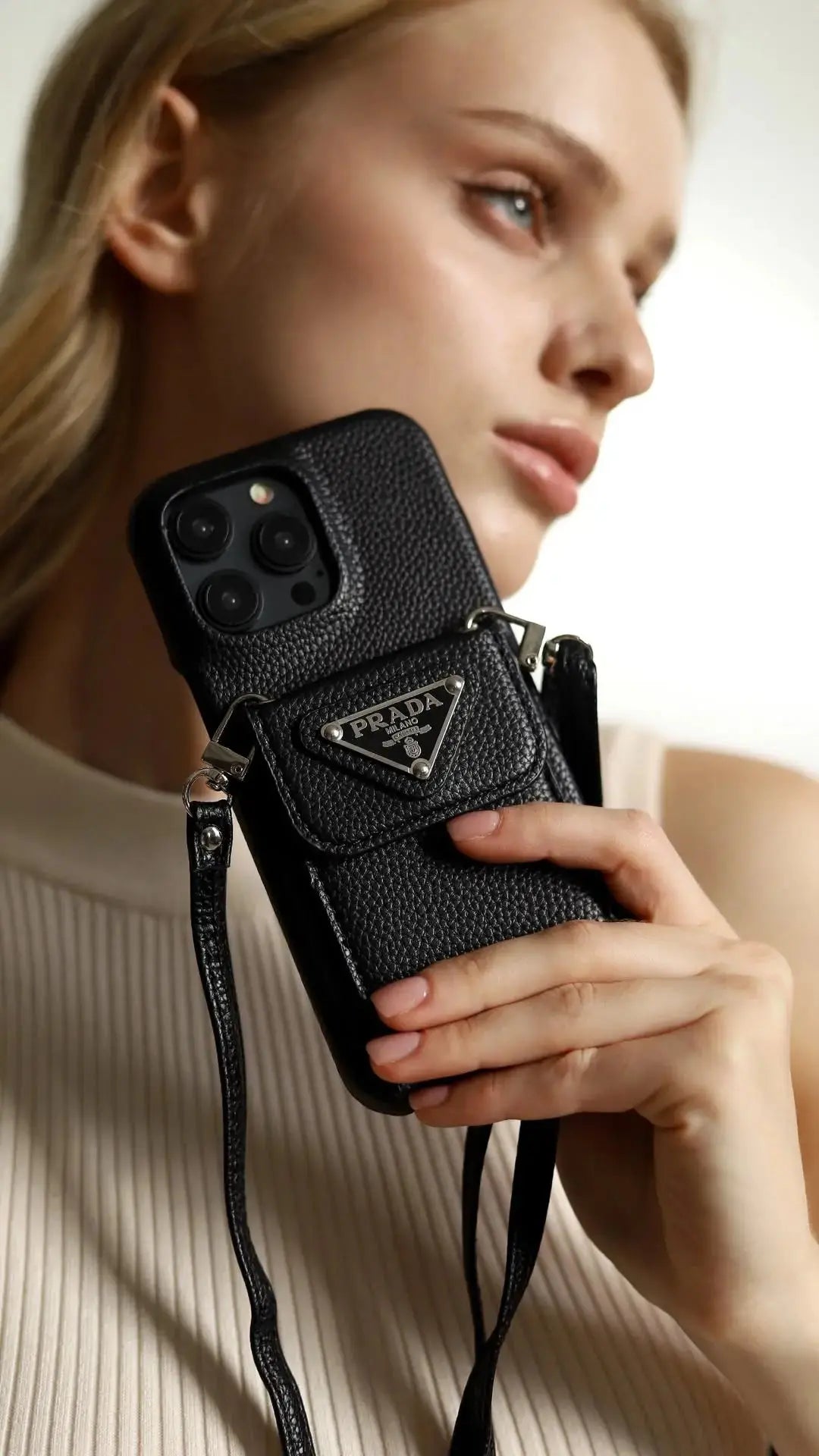 Le Noir Prada iPhone 17 Pro Max Case With Strap Crossbody