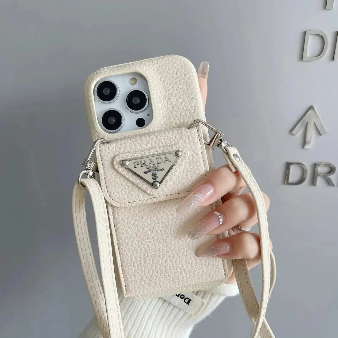 L'Ivoire Prada iPhone 17 Pro Max Case With Strap Crossbody