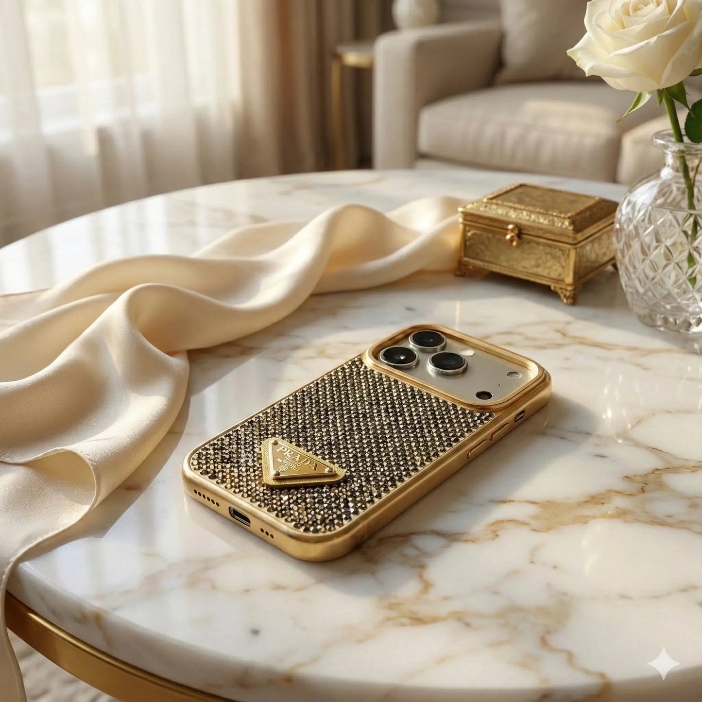 Grey Diamond Prada iPhone 17 Pro Max Case