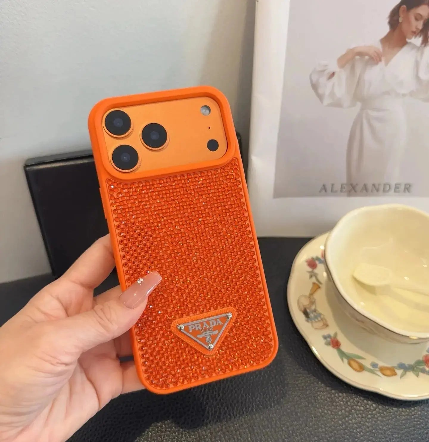 Grey Diamond Prada iPhone 17 Pro Max Case