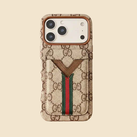 Beige Monogram Gucci iPhone 17 Pro Max Case with Cardholder – Classic Canvas Luxury