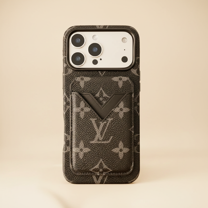 Black LV Eclipse V-Pocket Case - Cream Background