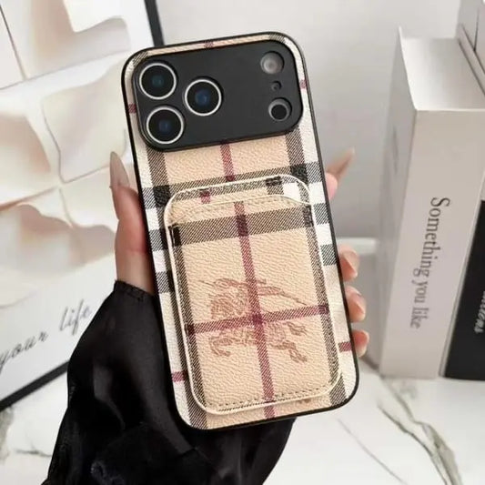 Burberry Luxury Card Holder Phone Case For iPhone 12-17 Elitesmark