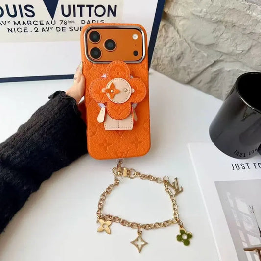 Louis Vuitton LV Monogram Leather iPhone Case with Rotating Stand - Elitesmark