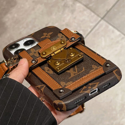 Canvas Leather Wallet Card Holder Crossbody iPhone Case