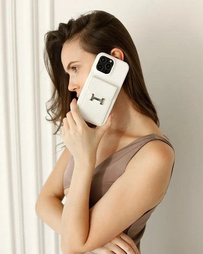 Le Blanc Hermès iPhone 17 Pro Max Case with Cardholder