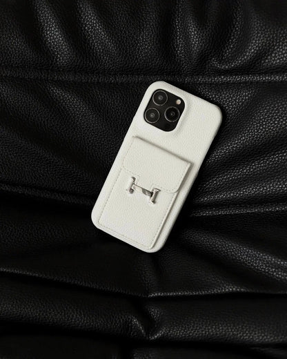 Le Blanc Hermès iPhone 17 Pro Max Case with Cardholder