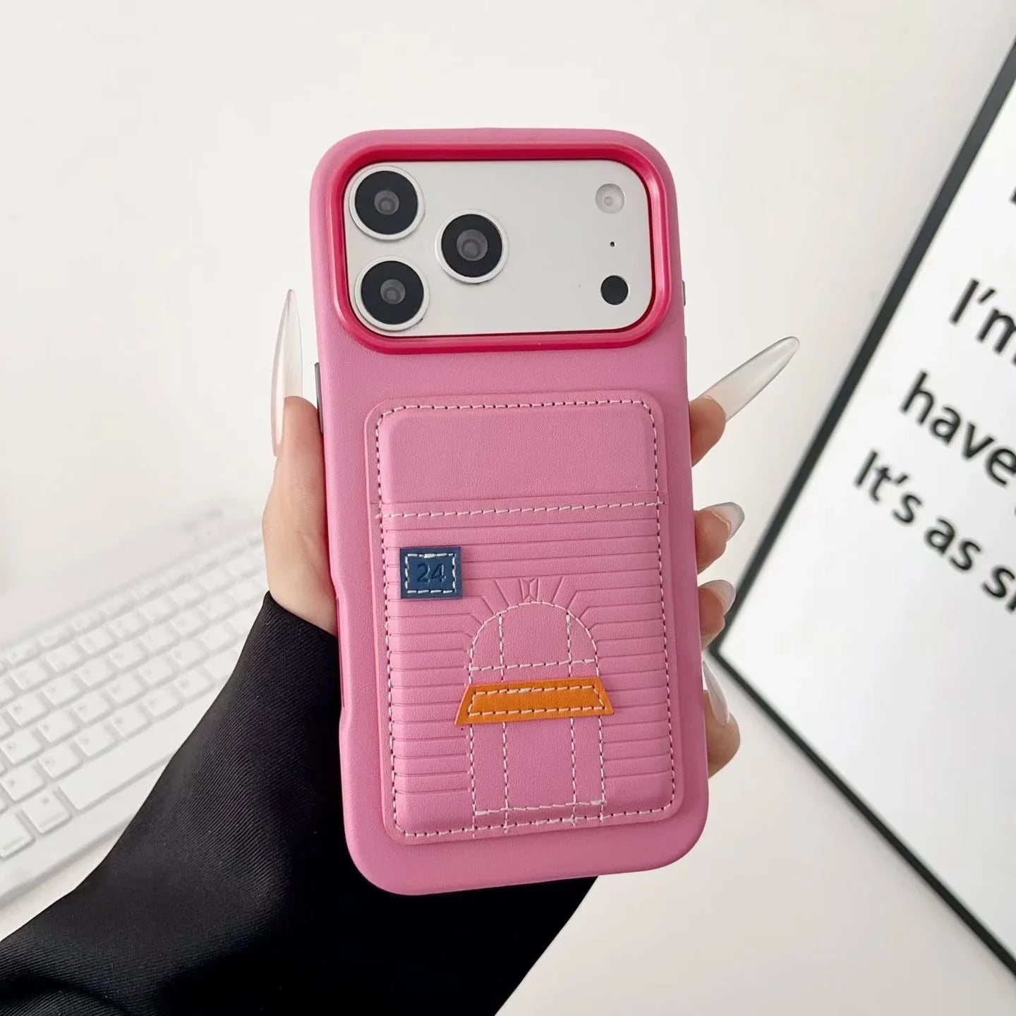 Pink Hermès iPhone 17 Pro Max Case with Card Slot – Luxury Leather Hermes Phone Case