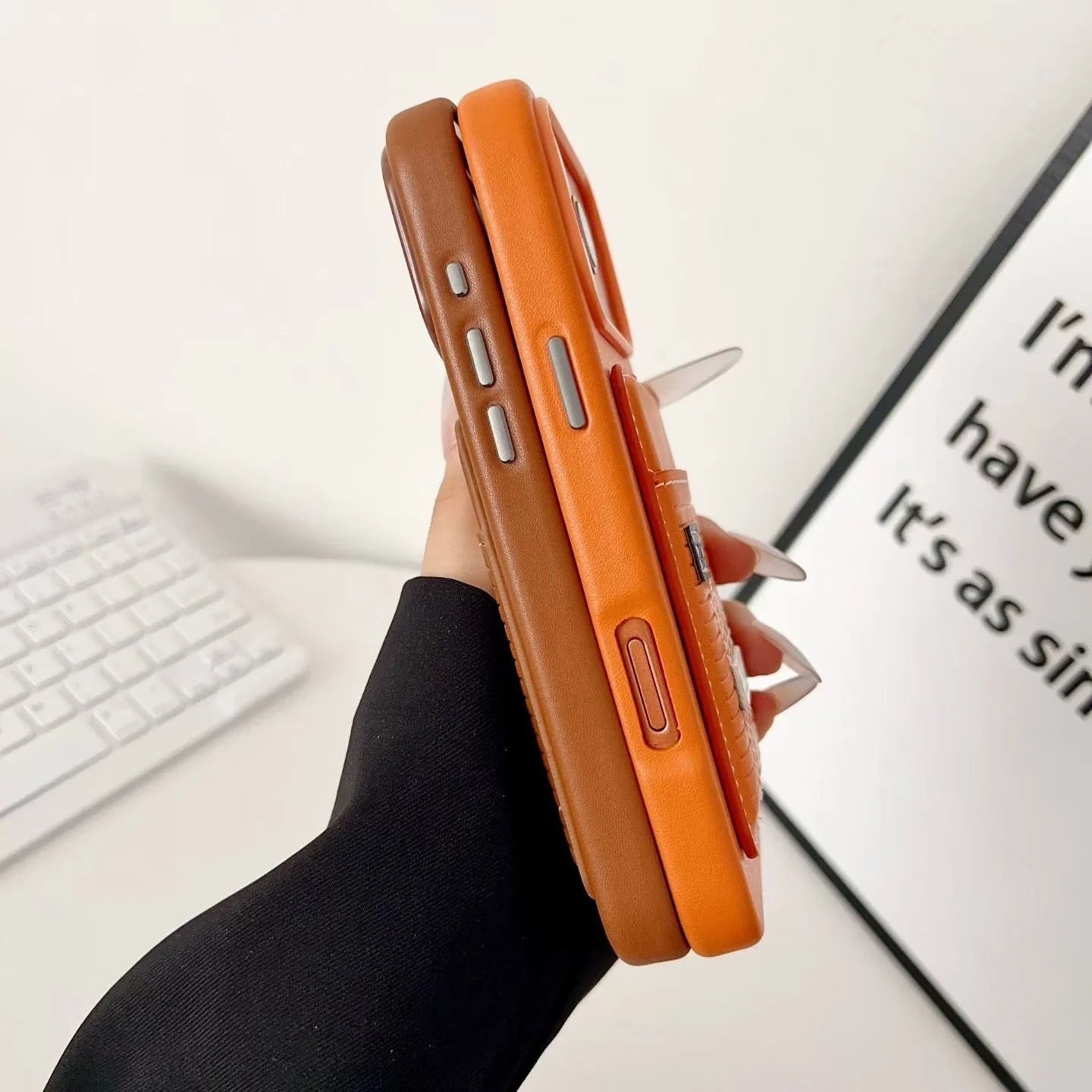 Orange Hermès iPhone 17 Pro Max Case with Card Slot – Luxury Leather Hermes Phone Case