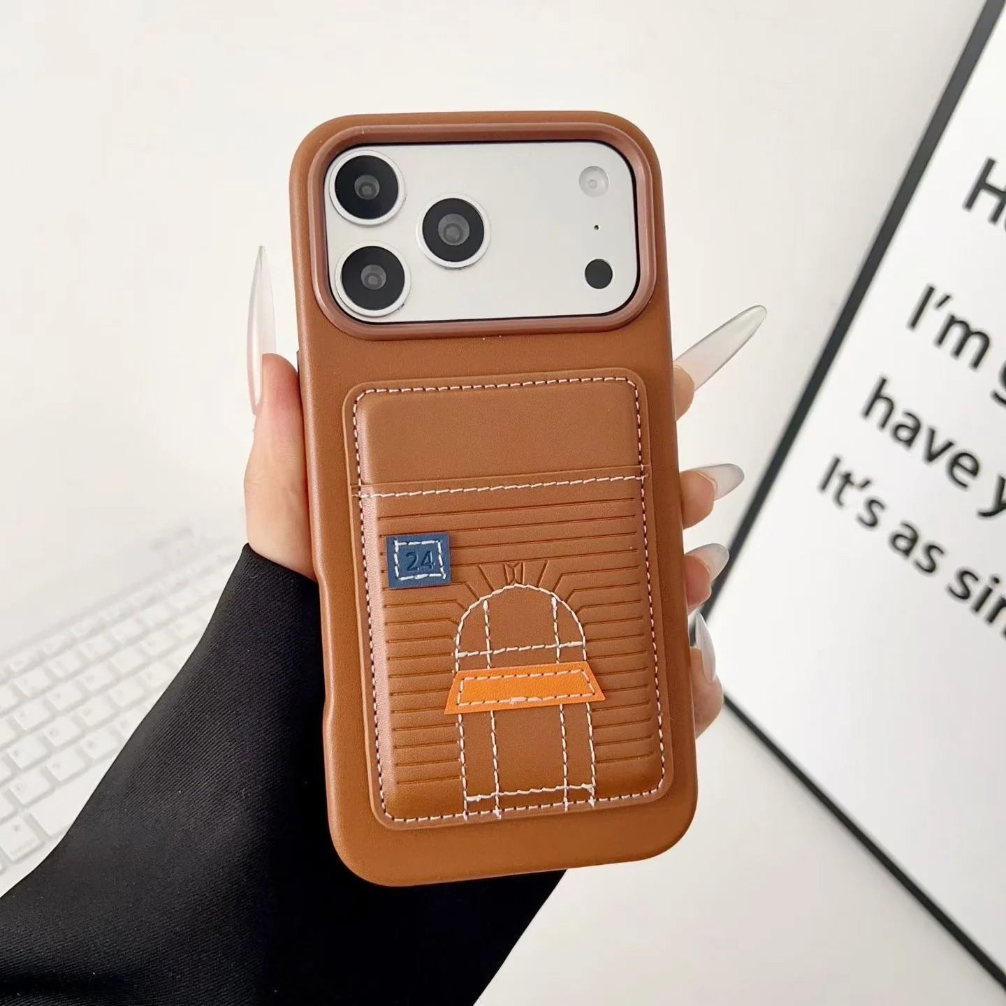 Orange Hermès iPhone 17 Pro Max Case with Card Slot – Luxury Leather Hermes Phone Case