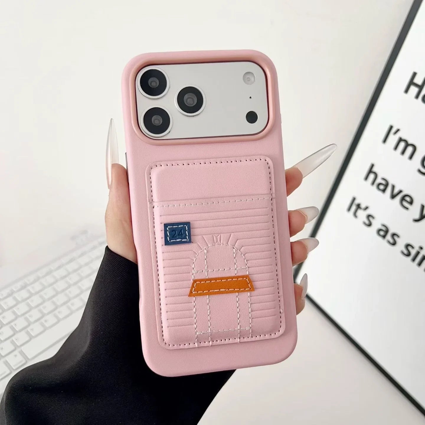 Rose Gold Hermès iPhone 17 Pro Max Case with Card Slot – Luxury Leather Hermes Phone Case