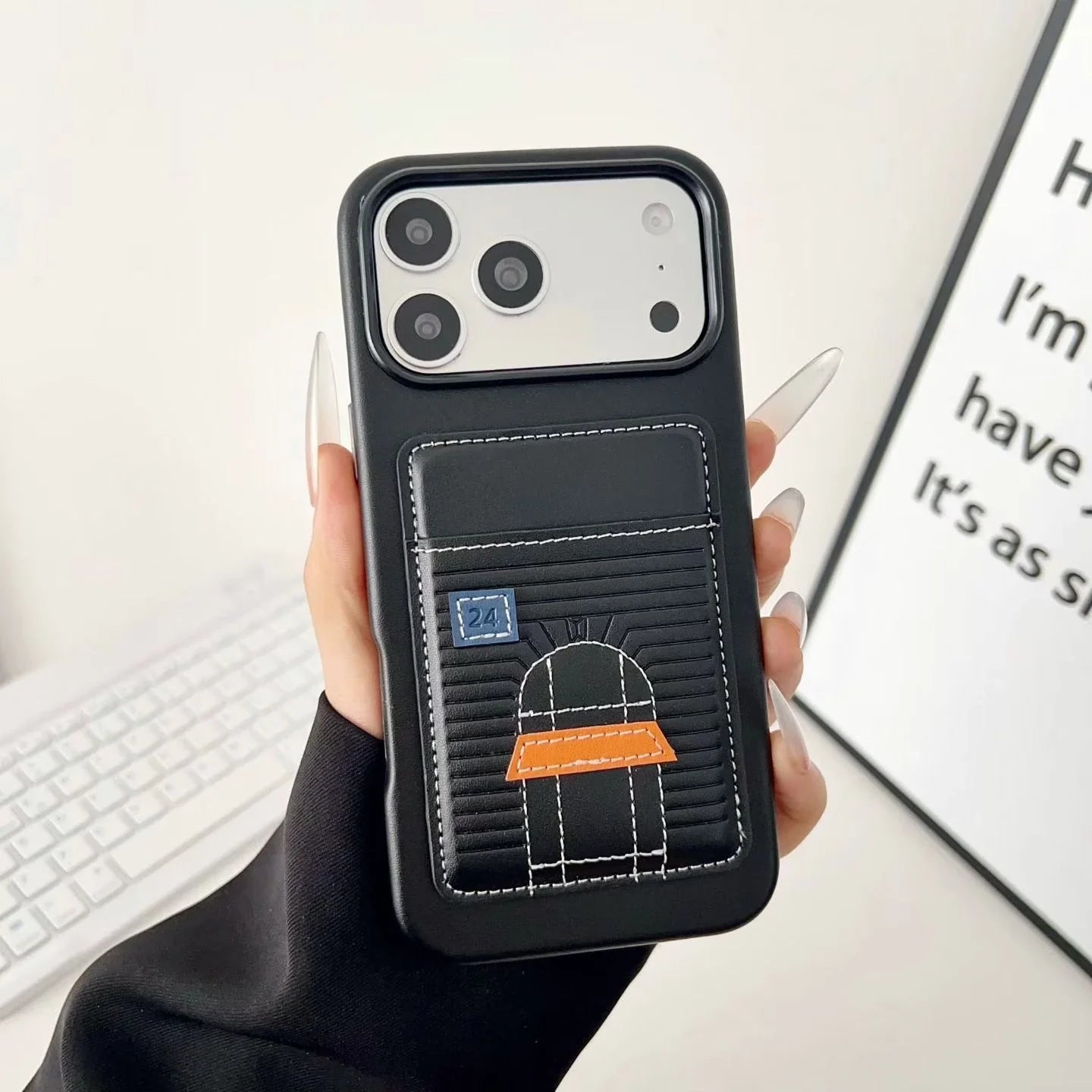 Orange Hermès iPhone 17 Pro Max Case with Card Slot – Luxury Leather Hermes Phone Case