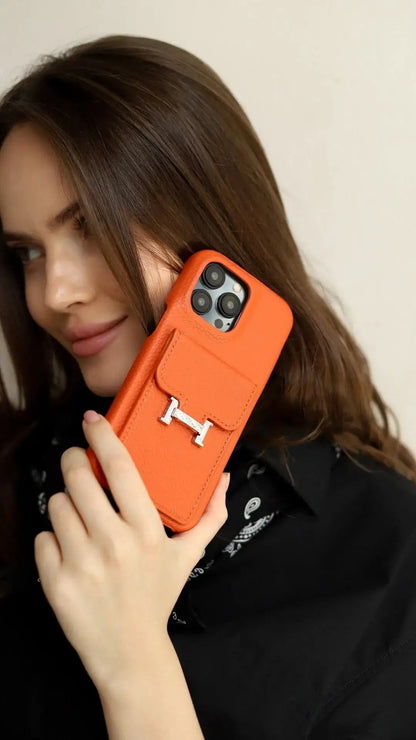 L'Orange Hermès iPhone 17 Pro Max Case with Cardholder