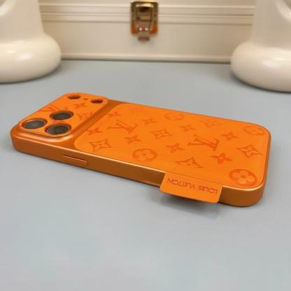 Black LV iPhone Case – Studio Shot | cream champagne background, LV monogram shadow luxury cover | Elitesmark
