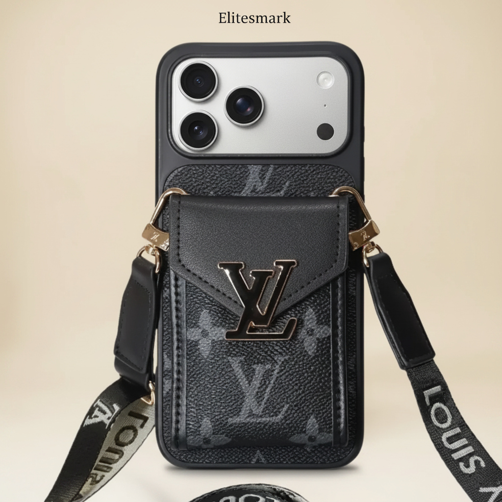 Black Louis Vuitton iPhone 17 Pro Max Case – Classic LV Monogram | iconic black LV pattern, premium finish, luxury designer cover | Elitesmark
