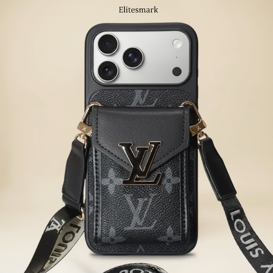 Black Louis Vuitton iPhone 17 Pro Max Case – Classic LV Monogram | iconic black LV pattern, premium finish, luxury designer cover | Elitesmark