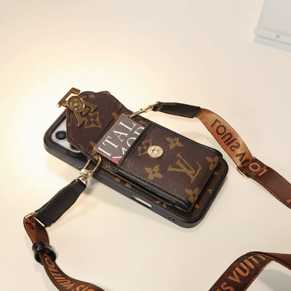 Black Louis Vuitton iPhone 17 Pro Max Case – Feature Detail | raised edges, classic LV pattern, premium phone cover | Elitesmark