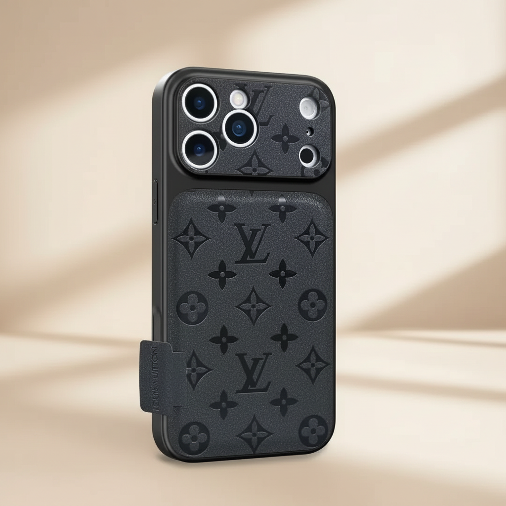 Black LV iPhone 17 Pro Max Case – Angle Shot | LV shadow monogram, luxury black phone case, Elitesmark | Elitesmark
