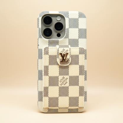 Brown Louis Vuitton iPhone Case – Back View | brown LV monogram canvas cardholder, premium designer iPhone 17 cover | Elitesmark