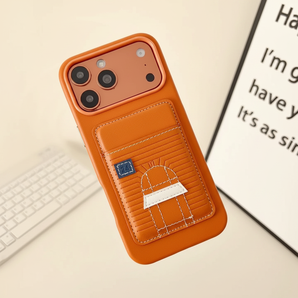 Brown Hermès iPhone 17 Pro Max Case – Top View | leather card slot, Hermès luxury designer cover | Elitesmark