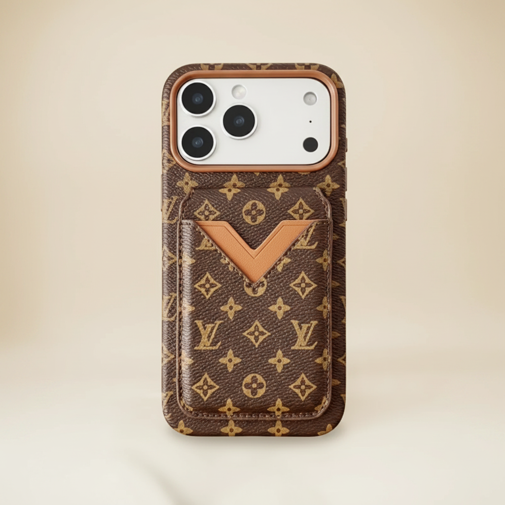 Black Multicolor LV iPhone Case – Studio Shot | cream champagne background, black multicolor LV luxury cover | Elitesmark