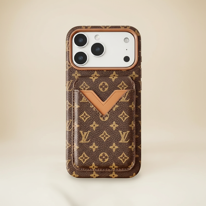 Black Multicolor LV iPhone Case – Studio Shot | cream champagne background, black multicolor LV luxury cover | Elitesmark