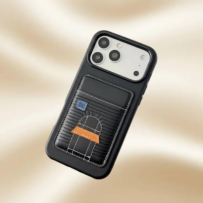Black Hermès iPhone Case – Angle Shot | leather card slot, luxury French designer iPhone cover, Elitesmark | Elitesmark