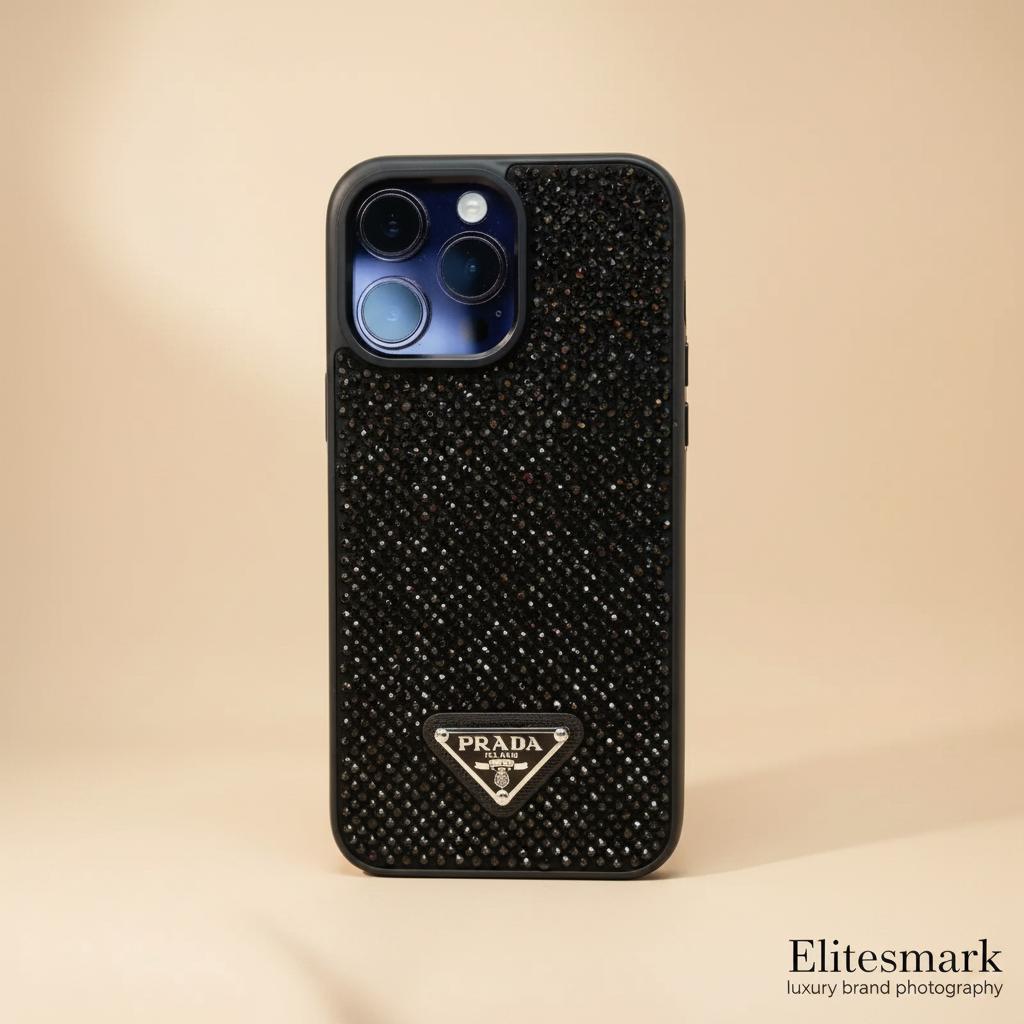 Black Diamond Prada iPhone 17 Pro Max Case – Luxury Quilted Pattern | iconic diamond quilted design, premium black finish, Italian designer cover | Elitesmark