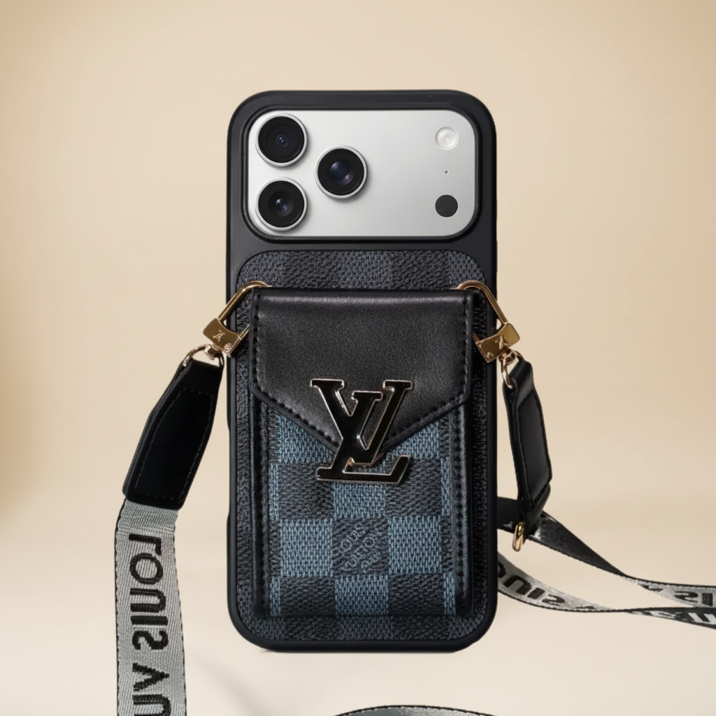 Black LV Monogram iPhone Case – Close-Up | classic LV pattern texture, premium luxury phone accessory, Elitesmark | Elitesmark