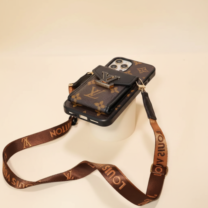 Black LV iPhone 17 Pro Max Case – Lifestyle Shot | classic monogram luxury cover, Elitesmark premium phone accessories | Elitesmark