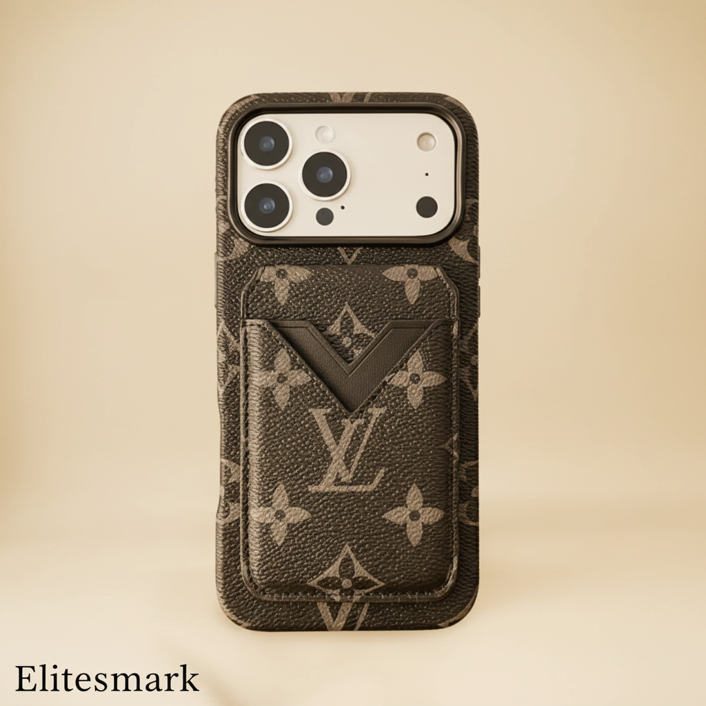 Black Multicolor Louis Vuitton iPhone Case – Side Profile | slim LV cardholder case, luxury phone accessory | Elitesmark