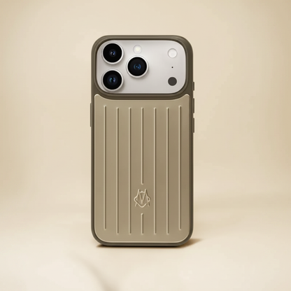 Black RIMOWA iPhone 17 Pro Max Case – Back View | ribbed grooved design, premium RIMOWA branding, luxury phone case | Elitesmark